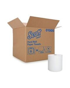 Kimberly-Clark Hard Roll Towels, Scott 1000 Hard Roll Towels (25% More Feet Than The Scott 01040), 8" Sheets, 1000 Sheets/Rl, 6 Rl/Cs