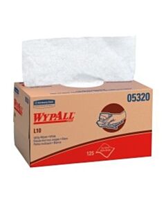 Kimberly-Clark Utility Wipes, Wypall L10 Utility Wipes, White, 9" X 10вѕ", 125/Pk, 18 Pk/Cs