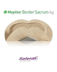 Molnlycke Border Foam Sacrum Dressing, Self-Adherent Absorbent, Antimicrobial, 7.2" x 7.2", 40/CS