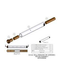 Agilent Technologies Rotor Assembly, 5.0 mm, 105 µL, reduced 19F. Includes rotor sleeve, drive tip, vespel bottom spacer and vespel cap. Reduced 19F b