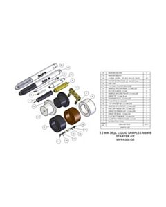 Agilent Technologies Starter Kit, 3.2 mm, 36 µL, liquids. Includes packing toolkit, 5 rotor assemblies and 2 sets of spare spacers and caps.