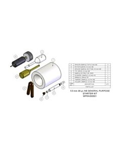 Agilent Technologies Starter Kit, 5.0 mm, 90 µL. Includes packing toolkit, 5 rotor assemblies and 6 sets of spare spacers and caps.