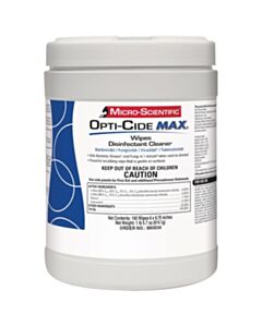 Micro Scientific Opti-Cide Max Disinfectant Cleaner, Wipes, 6" x 6.75", 160/ct, 12/cs (US Only) (Temporarily Unavailable for California)