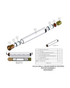 Agilent Technologies Rotor Assembly, 6.0 mm, 240 µL, liquids. Includes rotor sleeve, drive tip, front and rear spacers and cap.