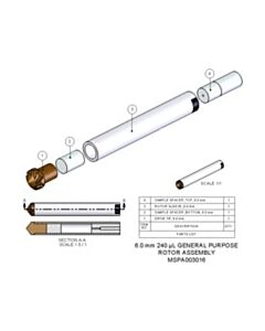 Agilent Technologies Rotor Assembly, 6.0 mm, 240 µL. Includes rotor sleeve, drive tip, bottom spacer and cap.
