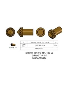 Agilent Technologies Drive Tip Kit, 5.0 mm, 160 µL/105 µL. Contains 10 x vespel drive tips