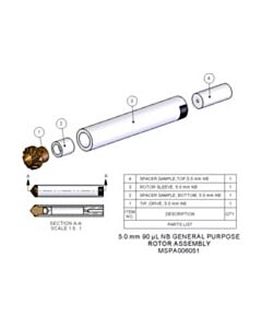 Agilent Technologies Rotor Assembly, 5.0 mm, 90 µL. Includes rotor sleeve, drive tip, bottom spacer and cap.