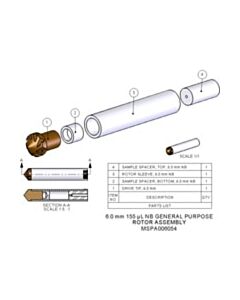 Agilent Technologies Rotor Assembly, 6.0 mm, 155 µL. Includes rotor sleeve, drive tip, bottom spacer and cap.