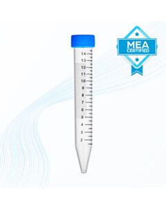 MTC Bio Centrifuge Tube, MEA Tested, 15 mL, 17x121 mm, PP, w/ Screw Cap, Graduated, Sterile, 20 Bags of 25 Tubes, 500/cs