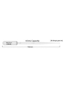MTC Bio Transfer Pipette, 4.5 mL, Blood Bank, Graduated To 2 mL, Sterile, Individually Wrapped, 500/Cs