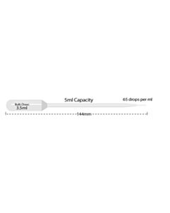 MTC Bio Transfer Pipette, 5 mL, Extended Tip, Sterile, Individually Wrapped, 500/Cs