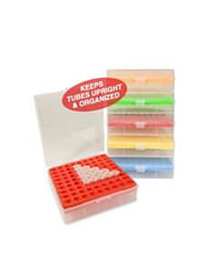 MTC Bio BetterBox™ Storage Box with hinged lid, 81 x 1.5mL to 2.0mL Microtubes pack of 5, assorted colors, 5/PK