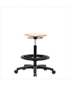 Neta ECOM Wood High Bench Height Stool - Nylon Base, Black Foot
