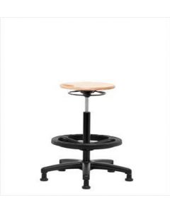 Neta ECOM Wood High Bench Height Stool - Nylon Base, Black Foot