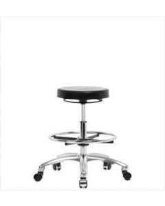 Neta ECOM Clean Room Polyurethane Medium Bench Height Stool - Chrome Base