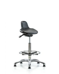 Neta ECOM Polyurethane Sit Stand - Chrome Base, Chrome Foot Ring