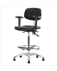 Neta ECOM Clean Room Polyurethane High Bench Height Chair - Chrome Base