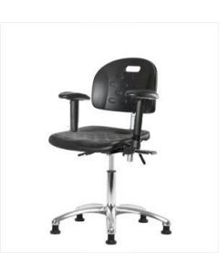 Neta ECOM Clean Room Handle Polyurethane Desk Height Chair - Chrome Base