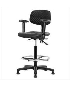 Neta ECOM Polyurethane High Bench Height Chair - Nylon Base Arms Chrome