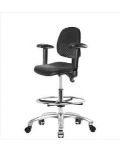 Neta ECOM Polyurethane Medium Bench Height Chair - Medium Back Chrome Base