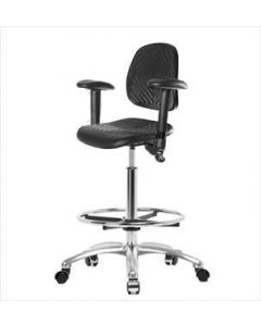 Neta ECOM Polyurethane High Bench Height Chair - Medium Back Chrome Base