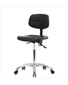 Neta ECOM Polyurethane Medium Bench Height Chair - Chrome Base Chrome Casters