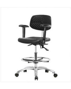 Neta ECOM Esd Polyurethane Medium Bench Height Chair - Chrome Base Tilt