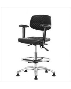 Neta ECOM Esd Polyurethane Medium Bench Height Chair - Chrome Base Tilt