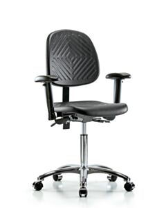 Neta ECOM Polyurethane Medium Bench Height Chair - Medium Back Chrome Base