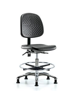 Neta ECOM Polyurethane Medium Bench Height Chair - Medium Back Chrome Base