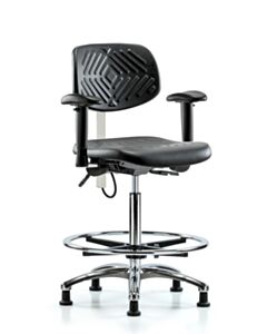 Neta ECOM Esd Polyurethane High Bench Height Chair - Chrome Base Tilt