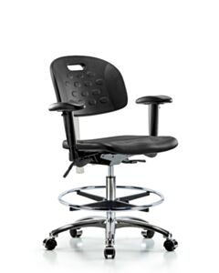 Neta ECOM Clean Room Handle Polyurethane Medium Bench Height Chair - Chrome
