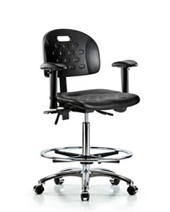 Neta ECOM Handle Polyurethane High Bench Height Chair - Chrome Base Tilt