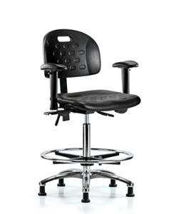 Neta ECOM Handle Polyurethane High Bench Height Chair - Chrome Base Tilt