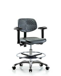 Neta ECOM Polyurethane Medium Bench Height Chair - Chrome Base Tilt Arms