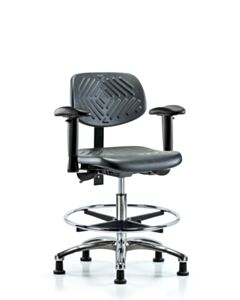 Neta ECOM Polyurethane Medium Bench Height Chair - Chrome Base Tilt Arms