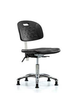 Neta ECOM Clean Room Handle Polyurethane Desk Height Chair - Chrome Base