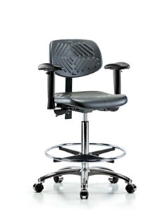 Neta ECOM Polyurethane High Bench Height Chair - Chrome Base Tilt Arms
