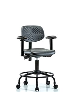Neta ECOM Polyurethane Desk Height Chair - Round Tube Base Arms Casters