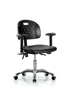 Neta ECOM Handle Polyurethane Desk Height Chair - Chrome Base Arms Chrome