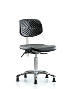 Neta ECOM Clean Room Polyurethane Medium Bench Height Chair - Chrome Base