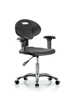 Neta ECOM Tulip Polyurethane Desk Height Chair - Chrome Base Arms Chrome