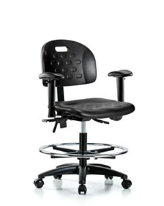 Neta ECOM Handle Polyurethane Medium Bench Height Chair - Nylon Base Arms