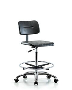 Neta ECOM Polyurethane High Bench Height Chair - Chrome Base Chrome Foot