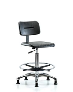 Neta ECOM Polyurethane High Bench Height Chair - Chrome Base Chrome Foot