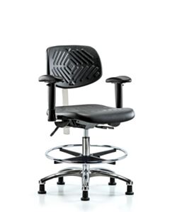 Neta ECOM Clean Room Polyurethane Medium Bench Height Chair - Chrome Base