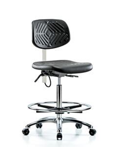 Neta ECOM Esd Polyurethane High Bench Height Chair - Chrome Base Tilt