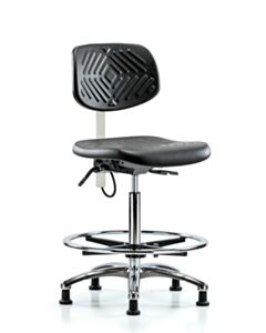 Neta ECOM Esd Polyurethane High Bench Height Chair - Chrome Base Tilt