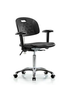 Neta ECOM Clean Room Handle Polyurethane Medium Bench Height Chair - Chrome
