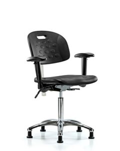 Neta ECOM Clean Room Handle Polyurethane Medium Bench Height Chair - Chrome